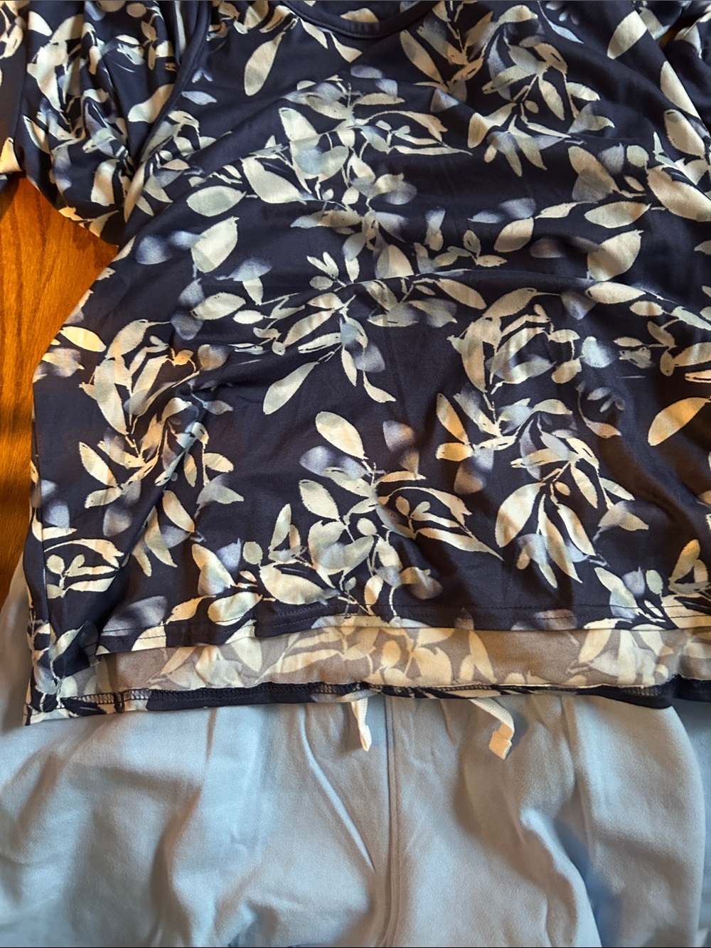 LuLaRoe Navy Blue Floral Layered Short Sleeve Tee